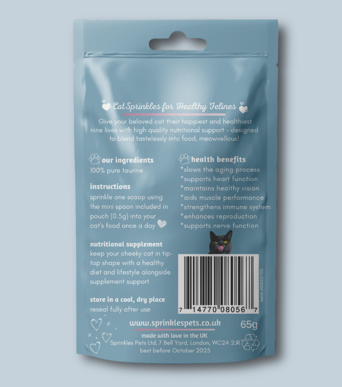 Cat Sprinkles Taurine Longevity Supplement